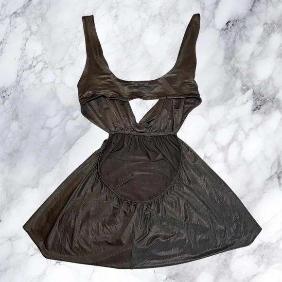 Black Halo Revolve Open Back Babydoll Tank Top XS Deep V - Picture 6 of 9